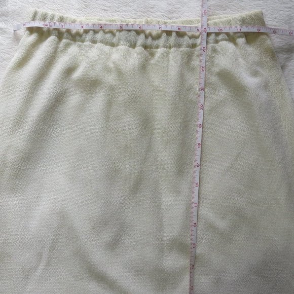 vintage White knit midi straight skirt Size Small Lined Elastic Waist Pull On - Picture 5 of 5
